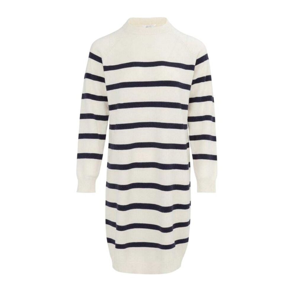 Miso Womens/Ladies Striped Knitted Mock Neck Jumper Dress / Black/White